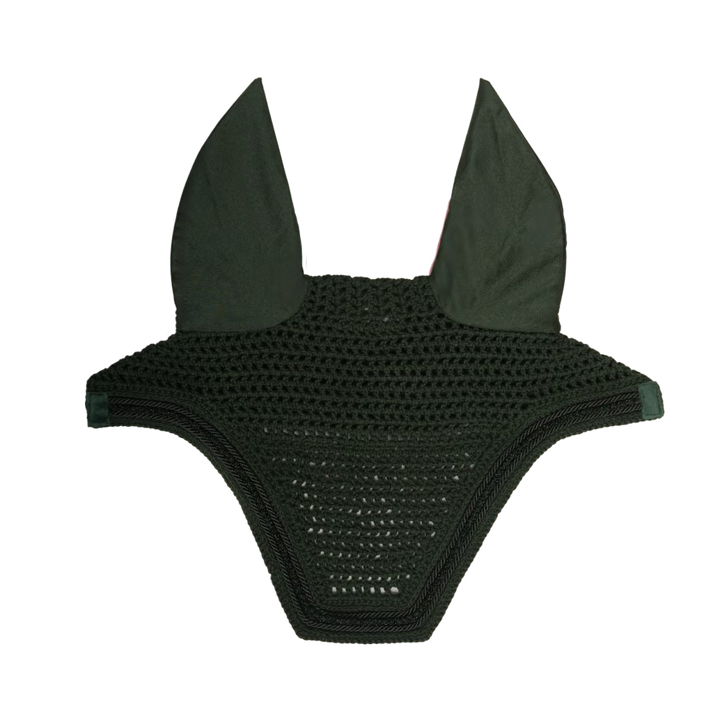 Kentucky Horsewear Wellington Fly Veil Velvet Mini Pearls in Pine Green.