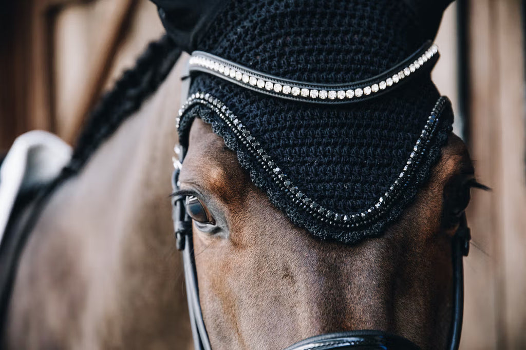 Kentucky Horsewear Wellington Fly Veil – Long Stone & Pearl
