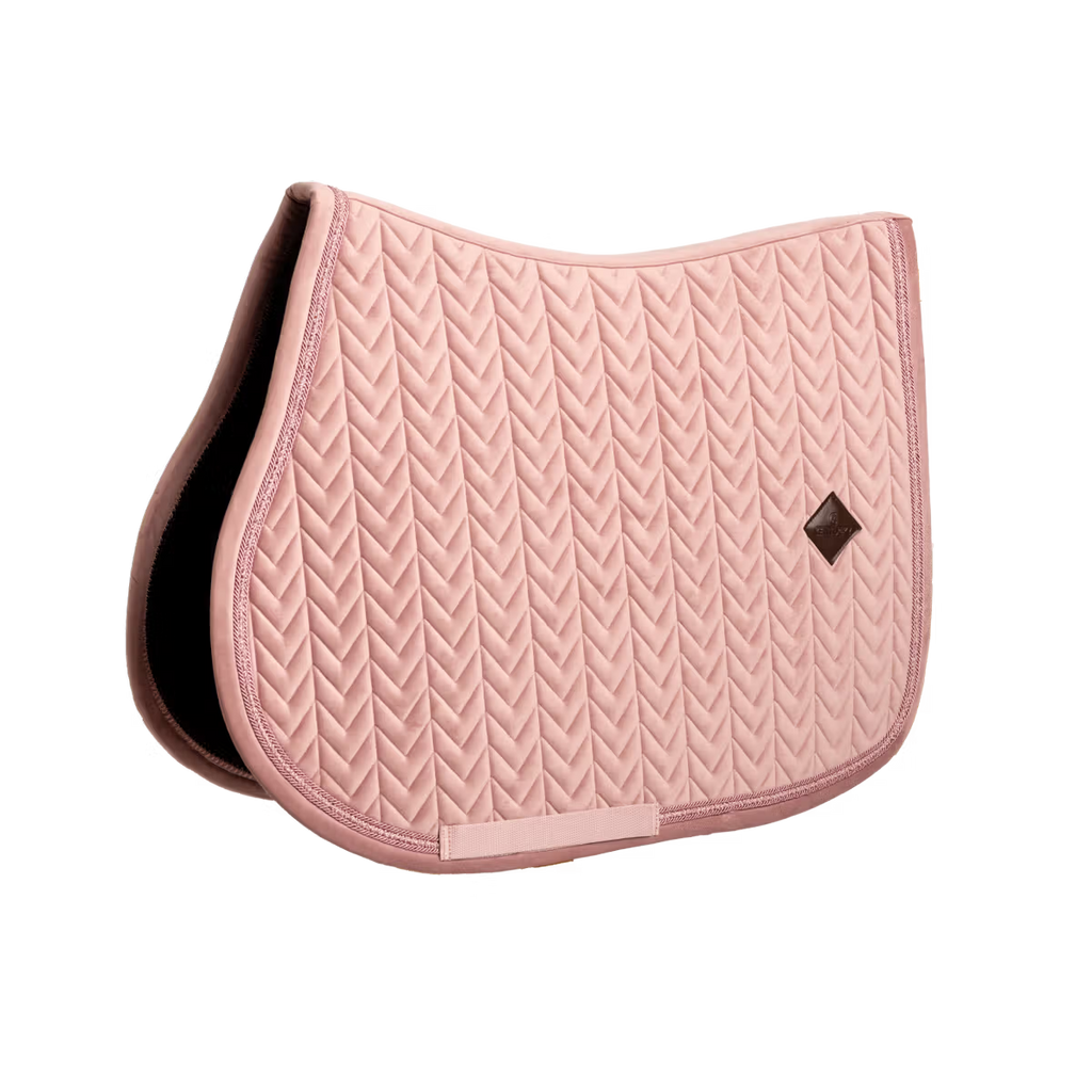 Kentucky Horsewear Velvet Saddle Pad Mini Pearls in Old Rose.
