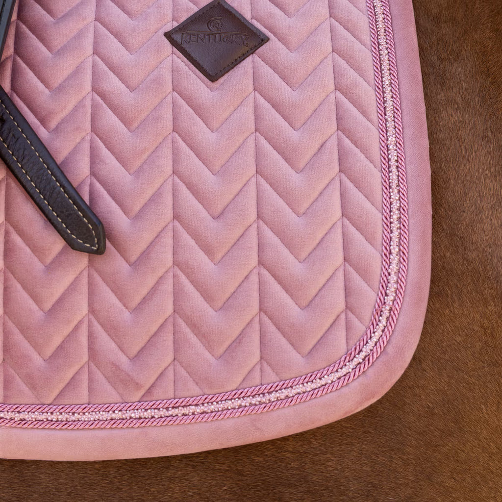 Kentucky Horsewear Velvet Saddle Pad Mini Pearls in Old Rose.