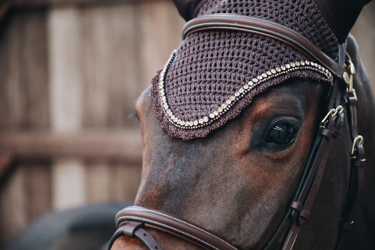 Kentucky Horsewear Wellington Fly Veil – Long Stone & Pearl
